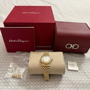 Salvatore Ferragamo Gancini Ion-Plated Yellow Gold Bracelet Watch | 28mm